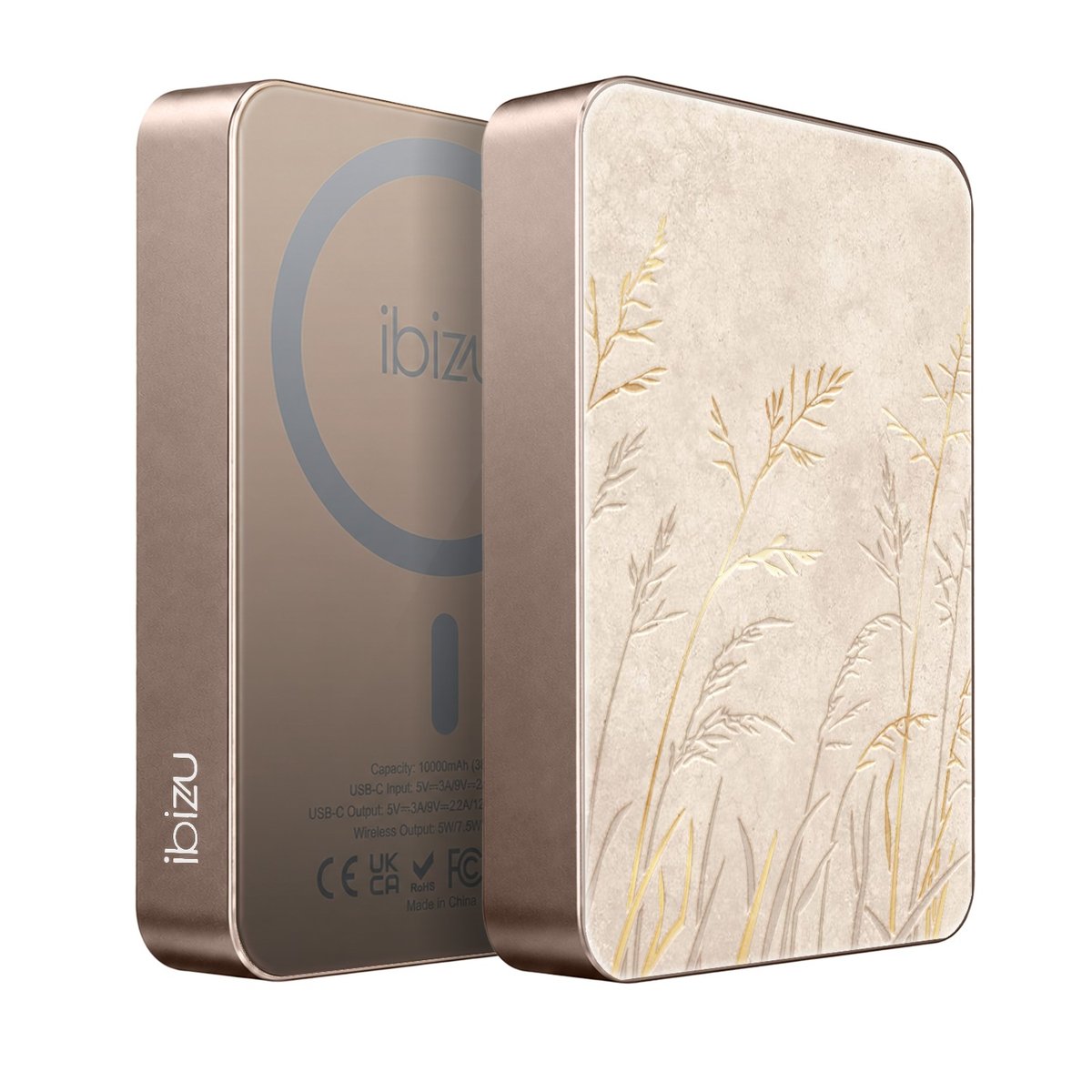 Powerbank IBIZU MagPower 10 000 mAh, tytan pustynny, magnetyczny, aluminiowy, Kłosy z piaskowca