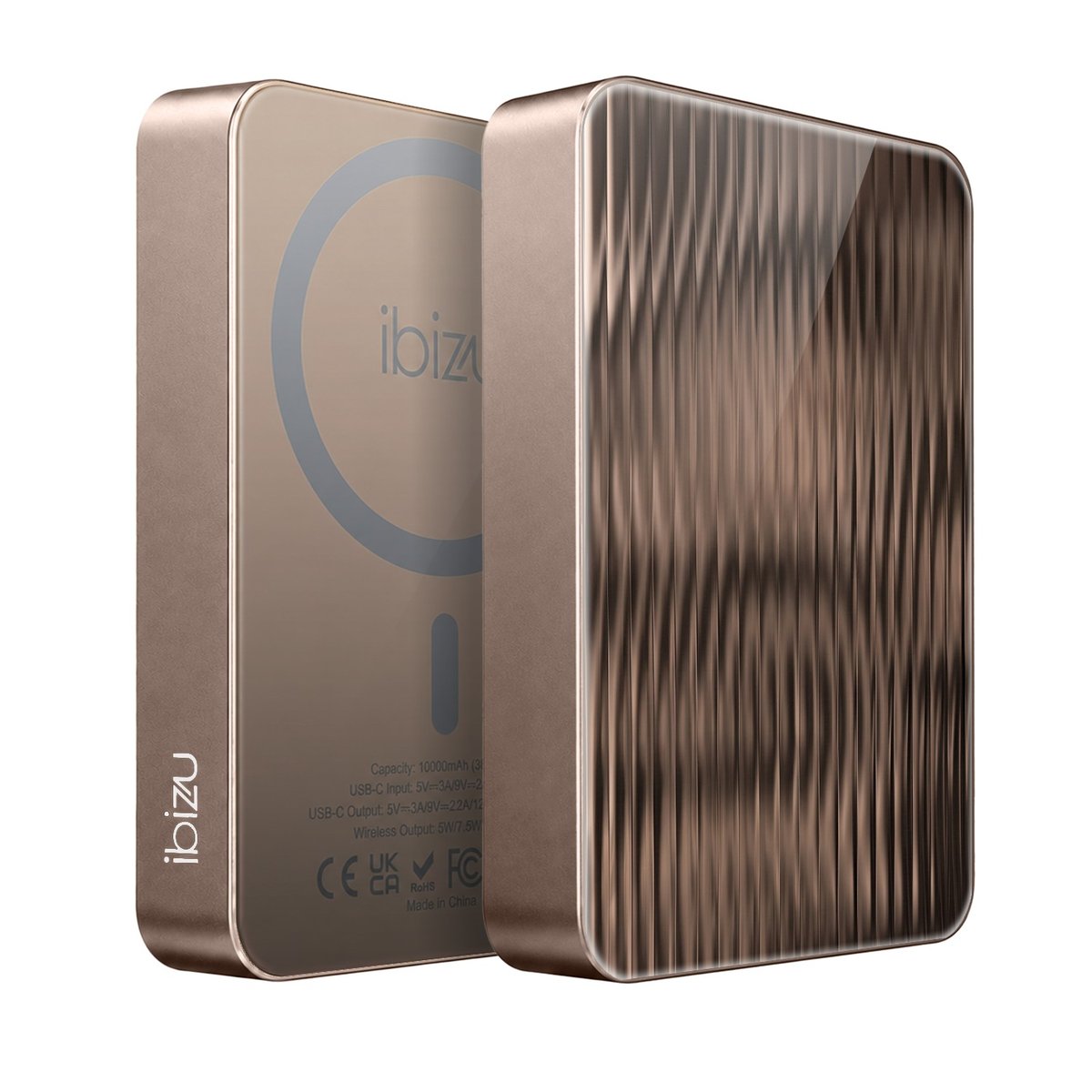 Powerbank IBIZU MagPower 10 000 mAh, tytan pustynny, magnetyczny, aluminiowy, Metaliczne fale