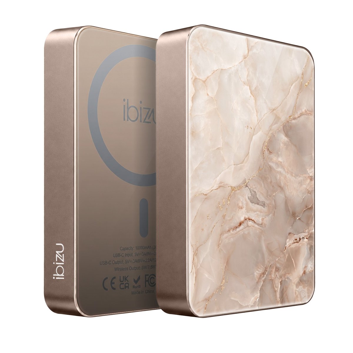 Powerbank IBIZU MagPower 10 000 mAh, tytan pustynny, magnetyczny, aluminiowy, Głęboki kwarc
