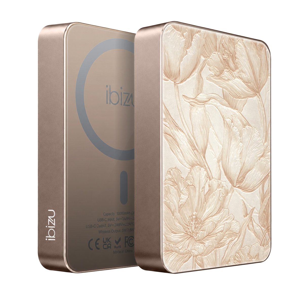 Powerbank IBIZU MagPower 10 000 mAh, tytan pustynny, magnetyczny, aluminiowy, Botaniczny biskwit