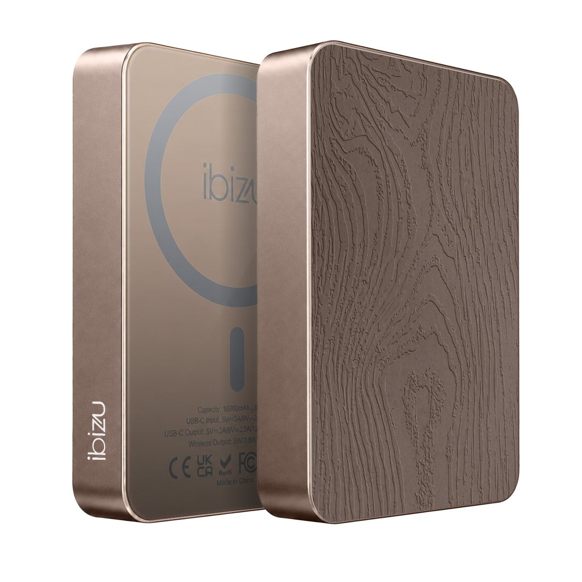 Powerbank IBIZU MagPower 10 000 mAh, tytan pustynny, magnetyczny, aluminiowy, Ciepłe słoje Taupe