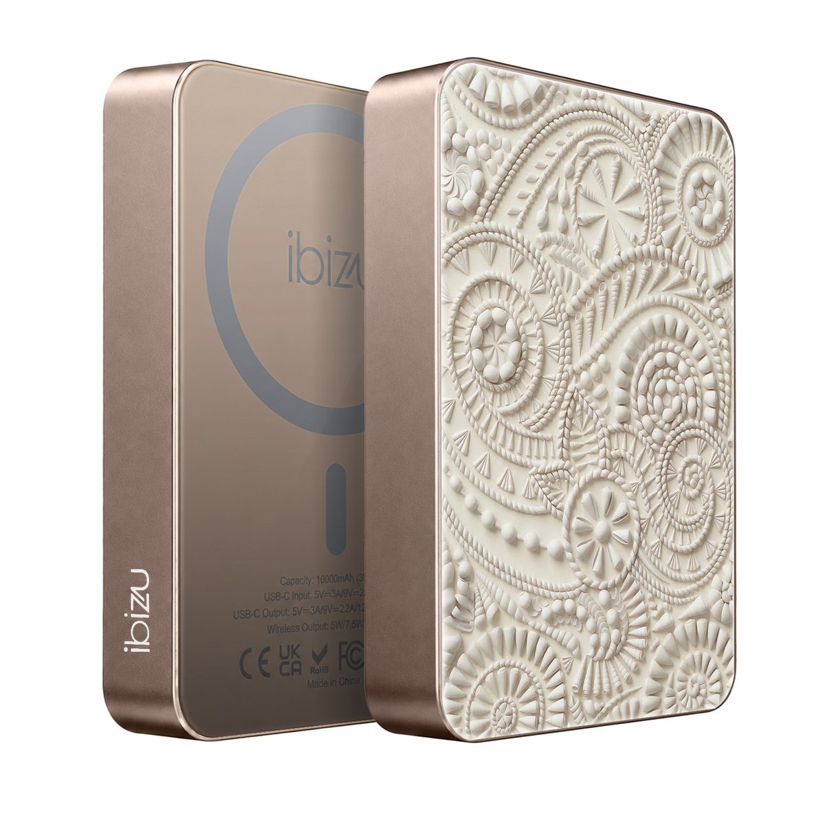 Powerbank IBIZU MagPower 10 000 mAh, tytan pustynny, magnetyczny, aluminiowy, Piaszczysty ornament