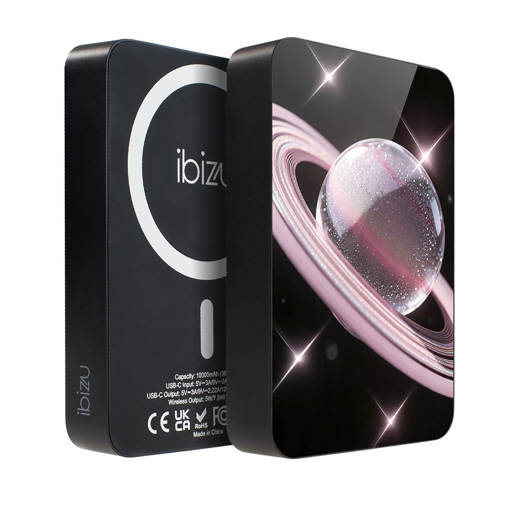 Powerbank IBIZU MagPower 10 000 mAh, gwiezdna czerń, magnetyczny, aluminiowy, Saturn