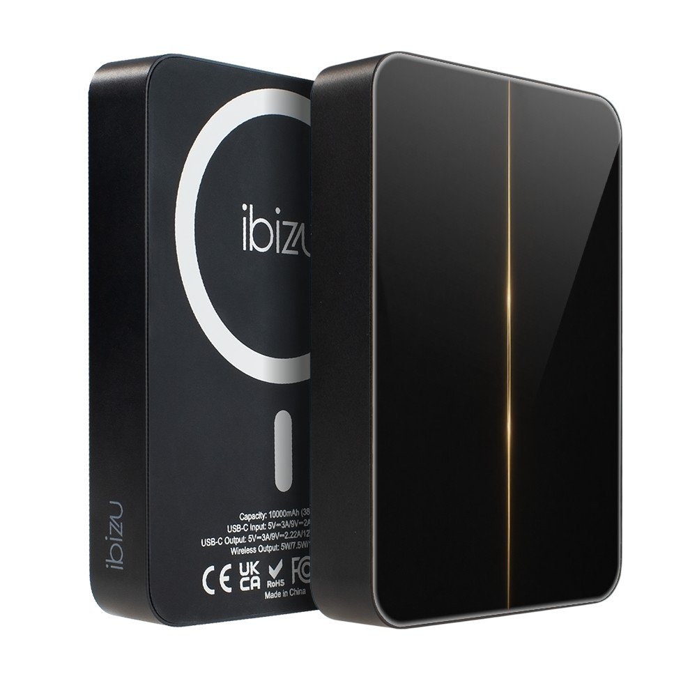 Powerbank IBIZU MagPower 10 000 mAh, gwiezdna czerń, magnetyczny, aluminiowy, Złoty promień