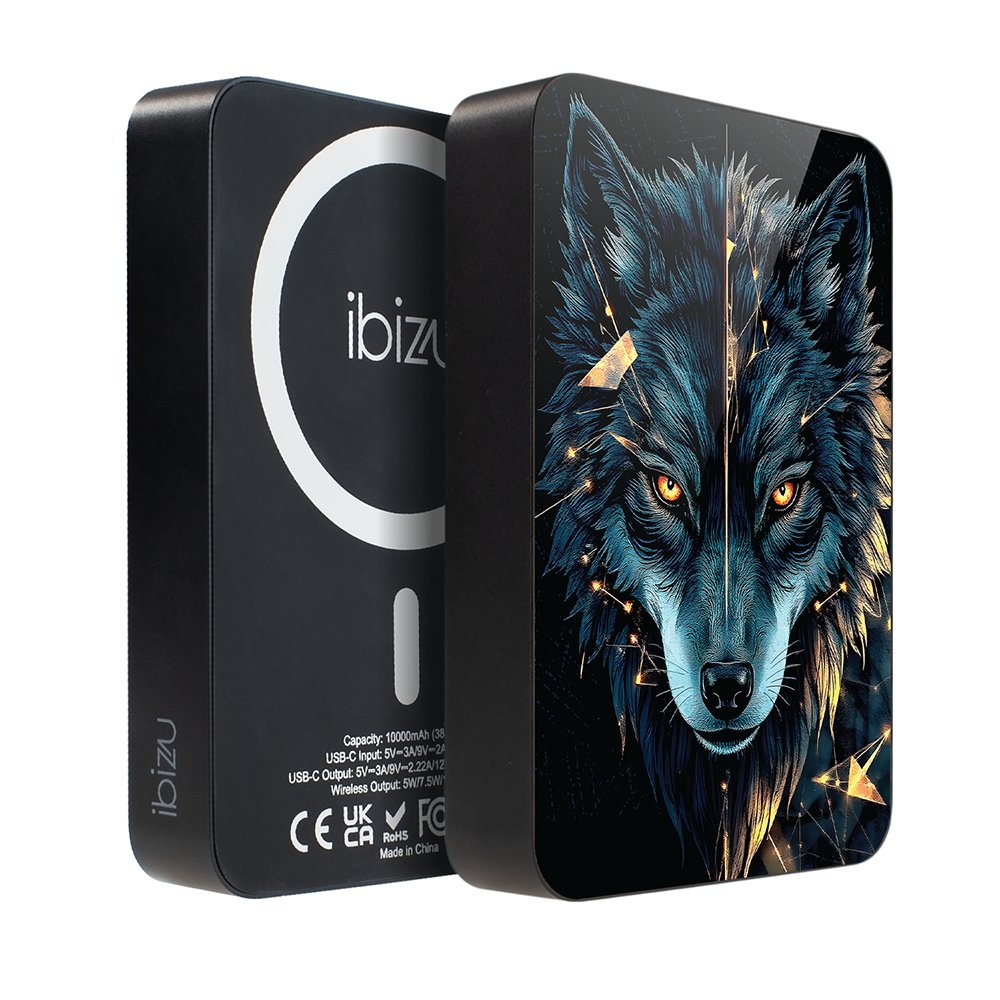 Powerbank IBIZU MagPower 10 000 mAh, gwiezdna czerń, magnetyczny, aluminiowy, Wilk Mocy