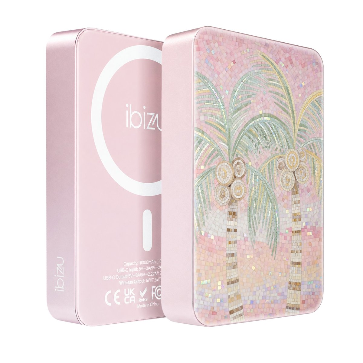 Powerbank IBIZU MagPower 10 000 mAh, pudrowy róż, magnetyczny, aluminiowy, Włoski ogród