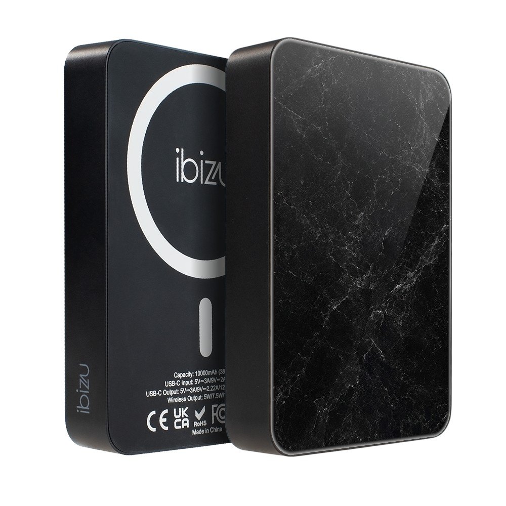 Powerbank IBIZU MagPower 10 000 mAh, gwiezdna czerń, magnetyczny, aluminiowy, Czarny marmur