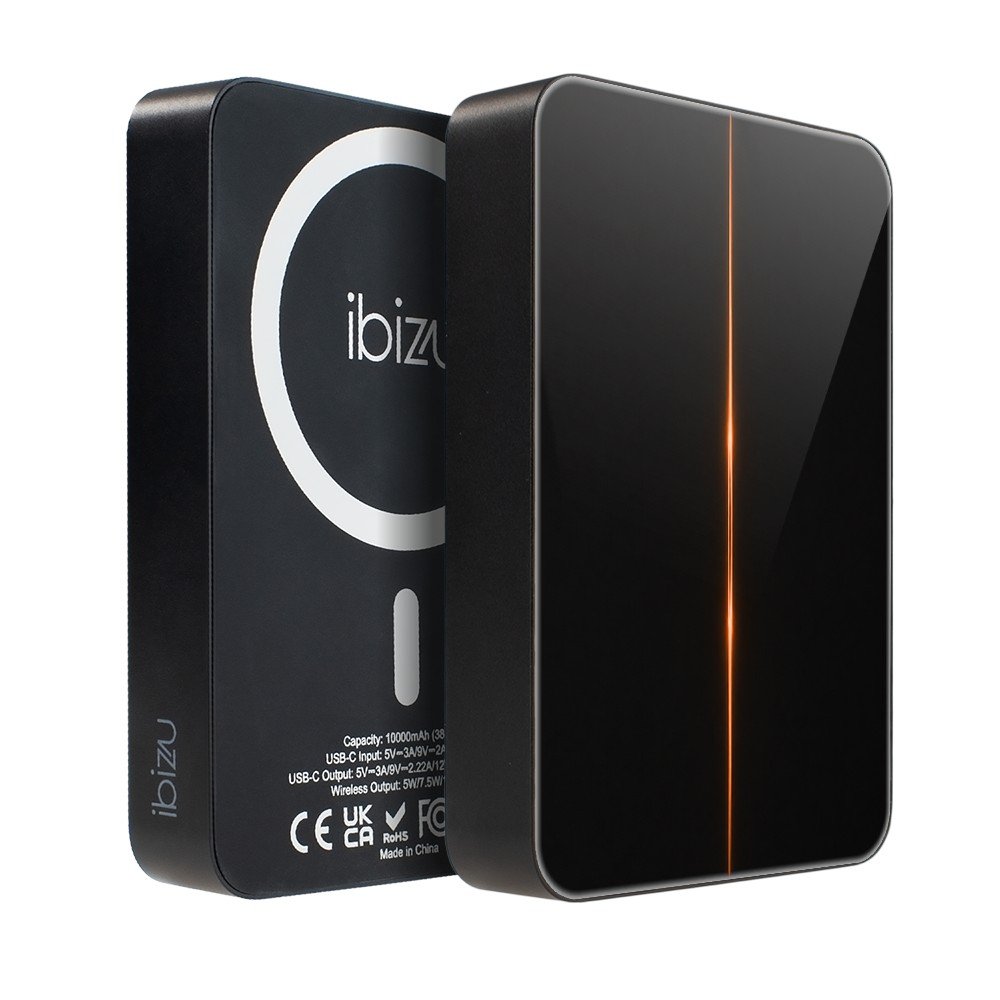 Powerbank IBIZU MagPower 10 000 mAh, gwiezdna czerń, magnetyczny, aluminiowy, Ognisty promień