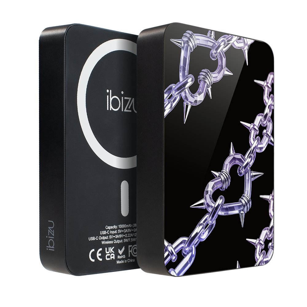 Powerbank IBIZU MagPower 10 000 mAh, gwiezdna czerń, magnetyczny, aluminiowy, Okowy miłości