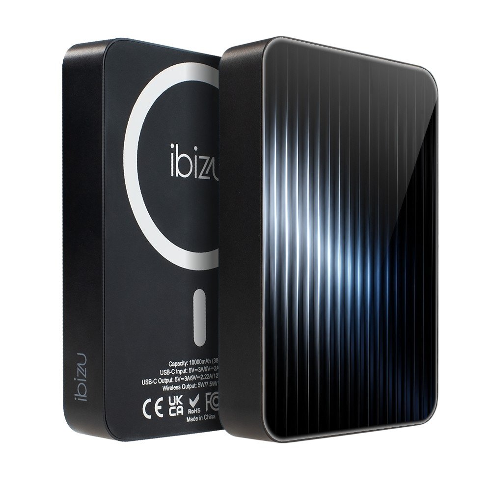 Powerbank IBIZU MagPower 10 000 mAh, gwiezdna czerń, magnetyczny, aluminiowy, Niebieska Aurora