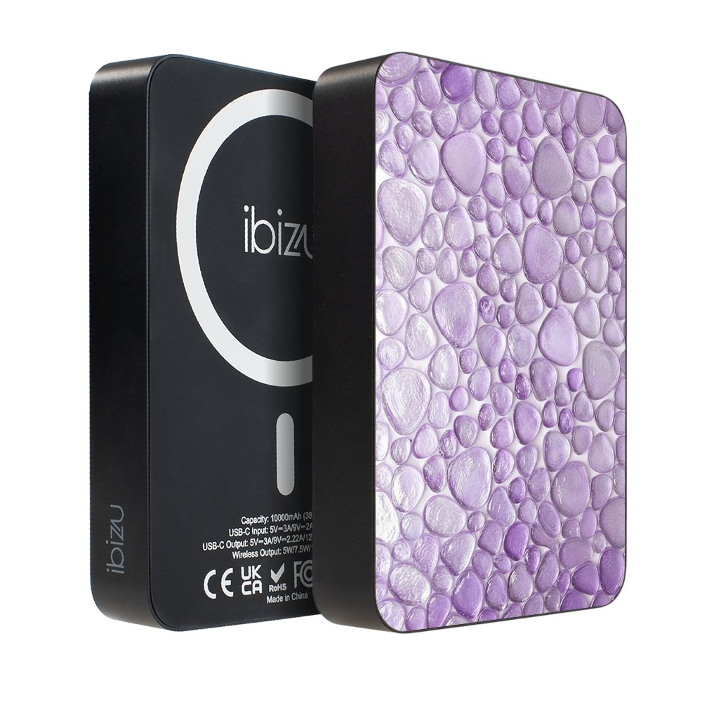 Powerbank IBIZU MagPower 10 000 mAh, gwiezdna czerń, magnetyczny, aluminiowy, Ametystowe krople