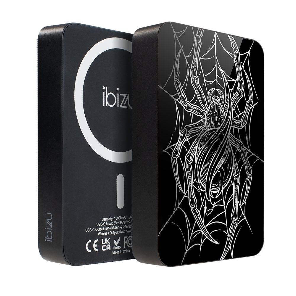 Powerbank IBIZU MagPower 10 000 mAh, gwiezdna czerń, magnetyczny, aluminiowy, W sieci pająka