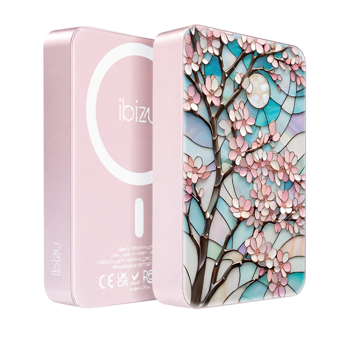 Powerbank IBIZU MagPower 10 000 mAh, pudrowy róż, magnetyczny, aluminiowy, Księżycowa wiśnia