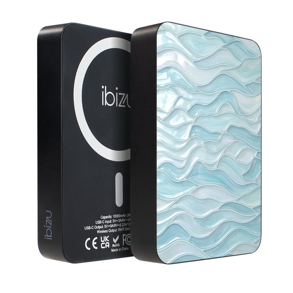 Powerbank IBIZU MagPower 10 000 mAh, gwiezdna czerń, magnetyczny, aluminiowy, Błękitne fale