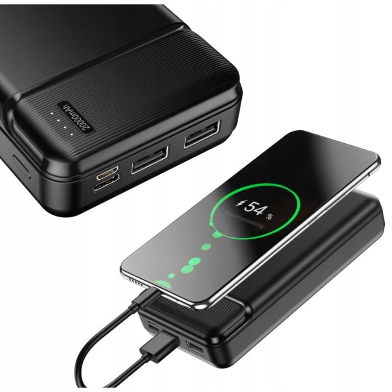 Kieszonkowy POWERBANK 20000 mAh li polymer 2 x USB TYP C i micro 5V 2A