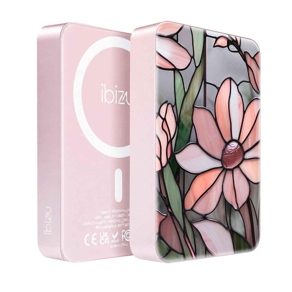 Powerbank IBIZU MagPower 10 000 mAh, pudrowy róż, magnetyczny, aluminiowy, Różowa magnolia