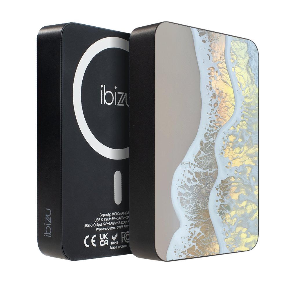 Powerbank IBIZU MagPower 10 000 mAh, gwiezdna czerń, magnetyczny, aluminiowy, Złote wybrzeże