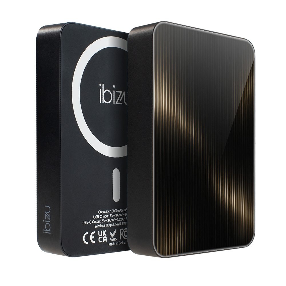 Powerbank IBIZU MagPower 10 000 mAh, gwiezdna czerń, magnetyczny, aluminiowy, Złocisty ember