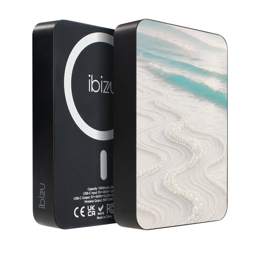 Powerbank IBIZU MagPower 10 000 mAh, gwiezdna czerń, magnetyczny, aluminiowy, Koralowa plaża