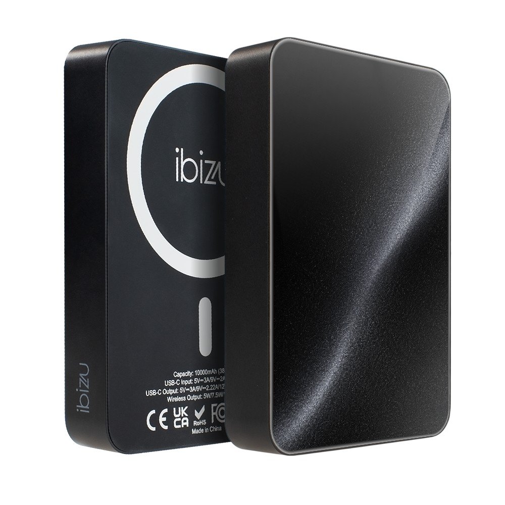 Powerbank IBIZU MagPower 10 000 mAh, gwiezdna czerń, magnetyczny, aluminiowy, Stealth