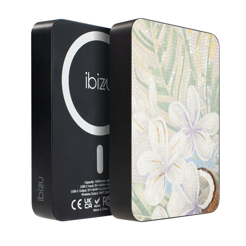 Powerbank IBIZU MagPower 10 000 mAh, gwiezdna czerń, magnetyczny, aluminiowy, Biała lilia