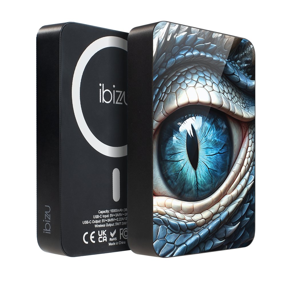 Powerbank IBIZU MagPower 10 000 mAh, gwiezdna czerń, magnetyczny, aluminiowy, Oko lodowego smoka