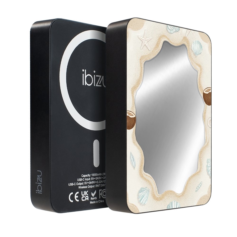 Powerbank IBIZU MagPower 10 000 mAh, gwiezdna czerń, magnetyczny, aluminiowy, Plażowe lustro