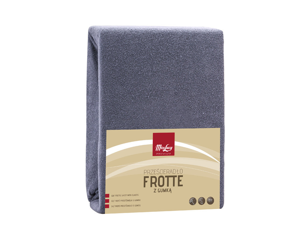 Prześcieradło frotte z gumką Miss Lucy 220x200 cm grafit 88% bawełny