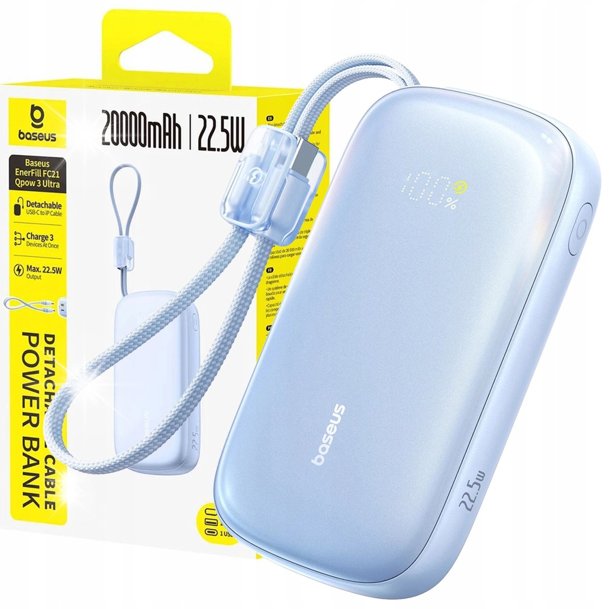 Powerbank Baseus EnerFill FC21 Qpow 3 Ultra 20000mAh 22.5W z wyświetlaczem