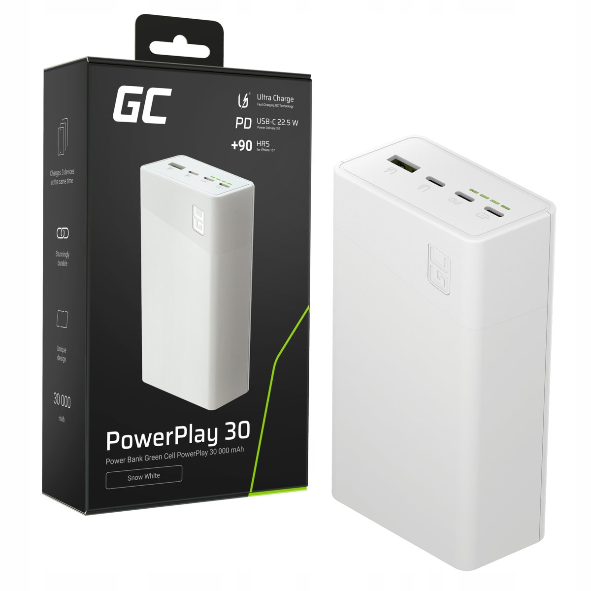 POWERBANK PowerPlay 30 PBGC30W 30000 ;mAh 22.5 ;W Green Cell / Green Cell