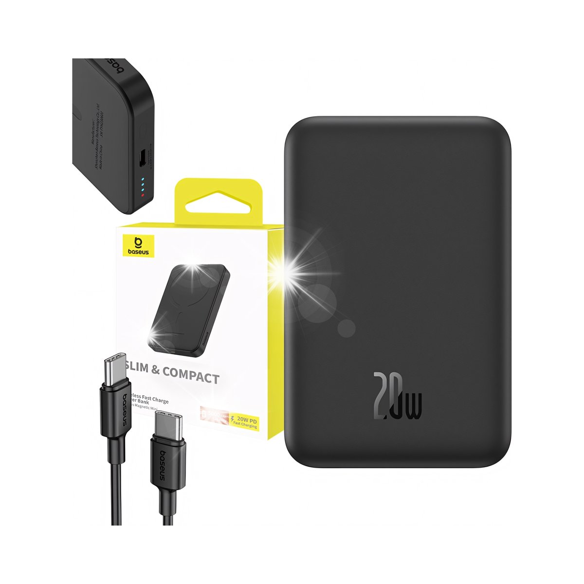 BASEUS SZYBKI POWER BANK 5000MAH USB-C PD 20W MAGSAFE ŁADOWANIE INDUKCYJNE