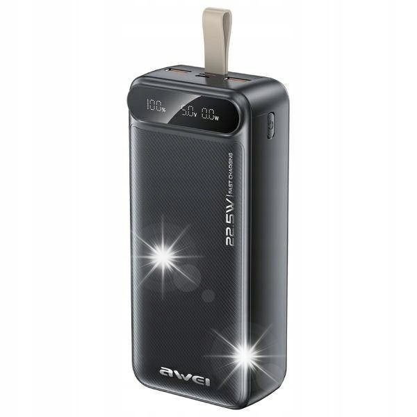 Powerbank Awei PA-12 30000mAh 22,5W 2xUSB-A 1xUSB-C 1xmicroUSB czarny