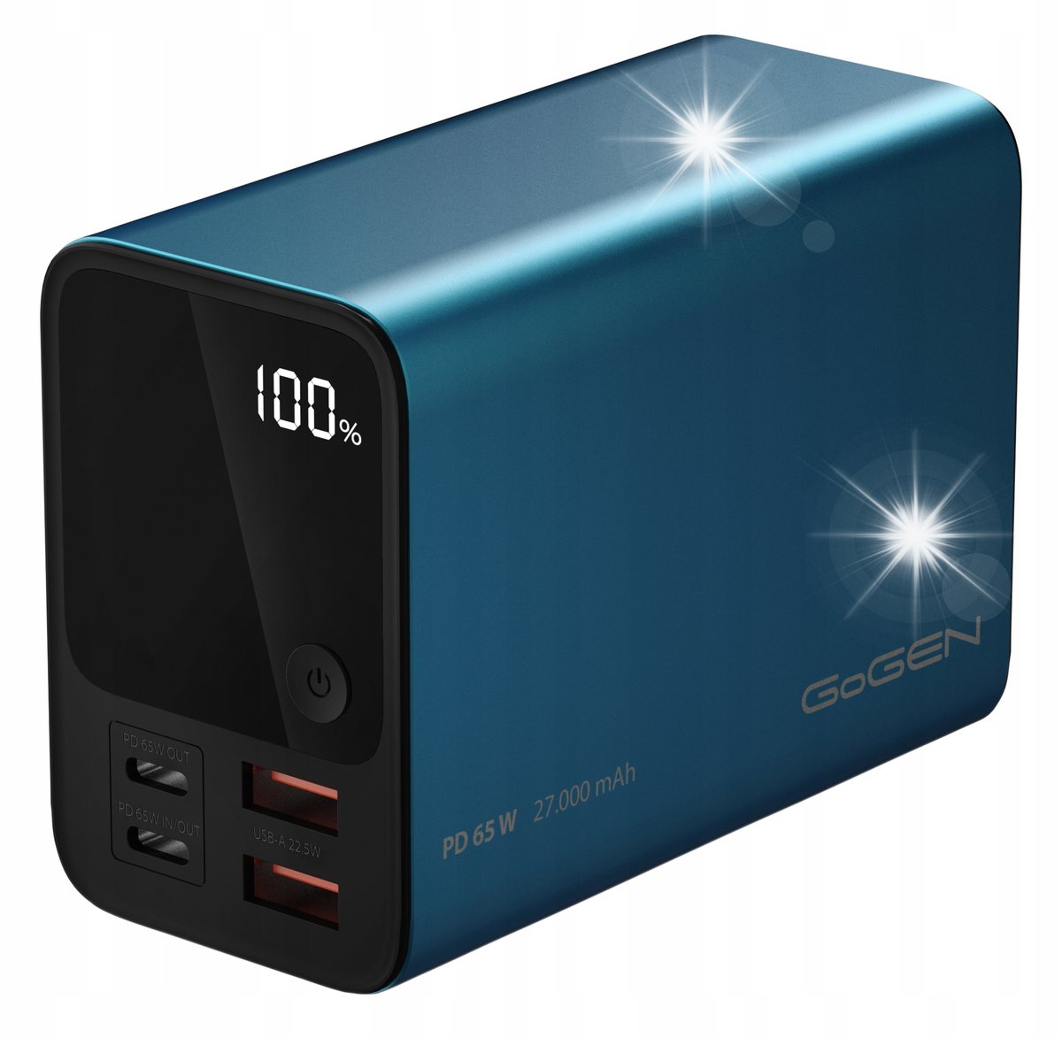 Powerbank GoGEN PB270001BL 27000 mAh PD 65W USB-C LCD 4 wyjścia niebieski
