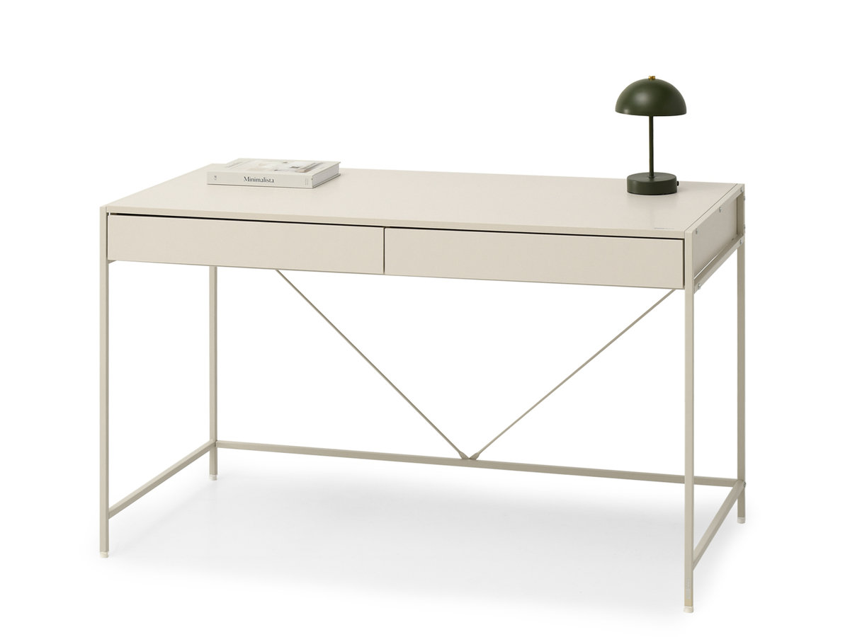 MINIMALISTYCZNE BIURKO Z DWIEMA SZUFLADAMI DO DOMOWEGO BIURA UNIF KREM