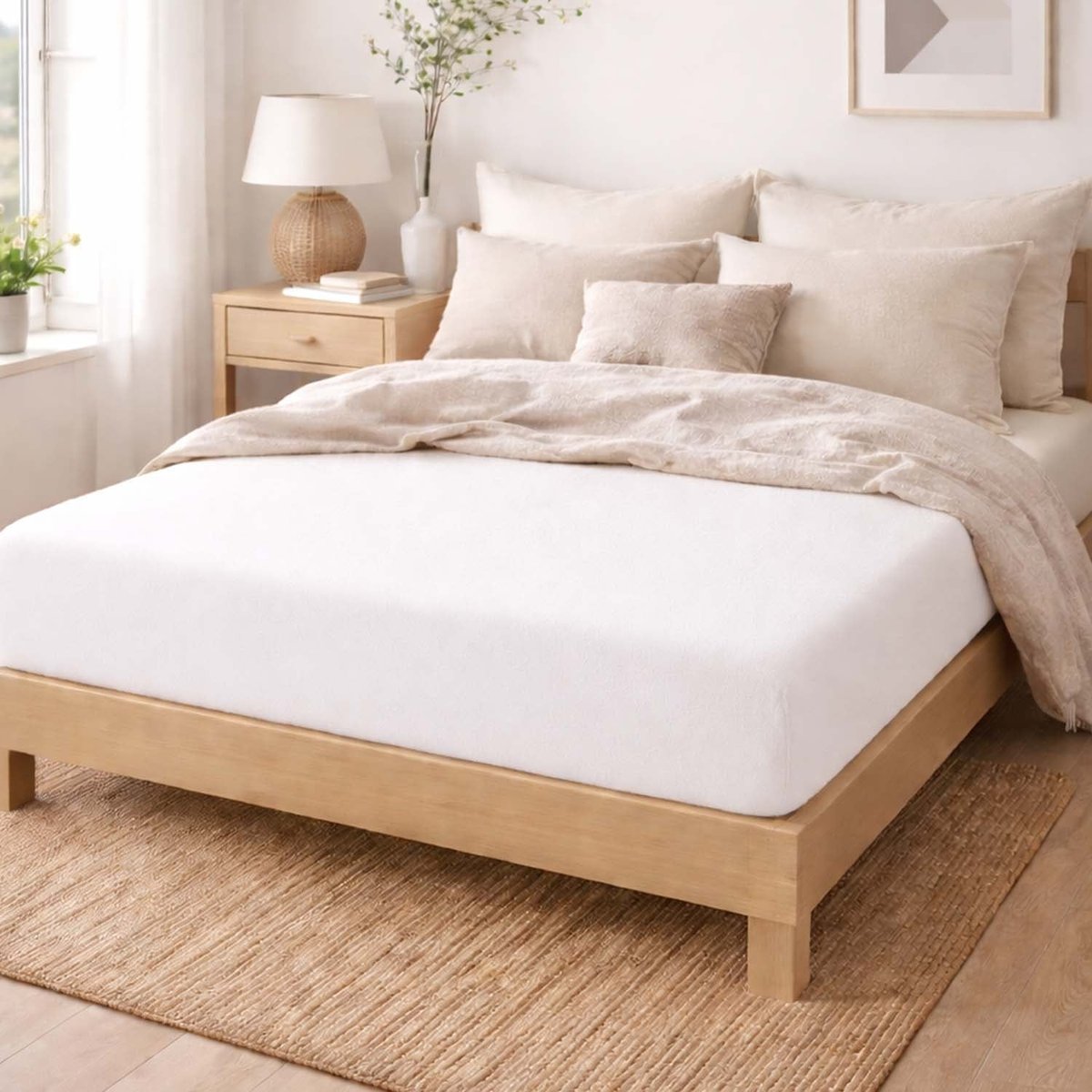 Prześcieradło frotte z gumką 140 x 200 cm Pation Home Luneo, białe