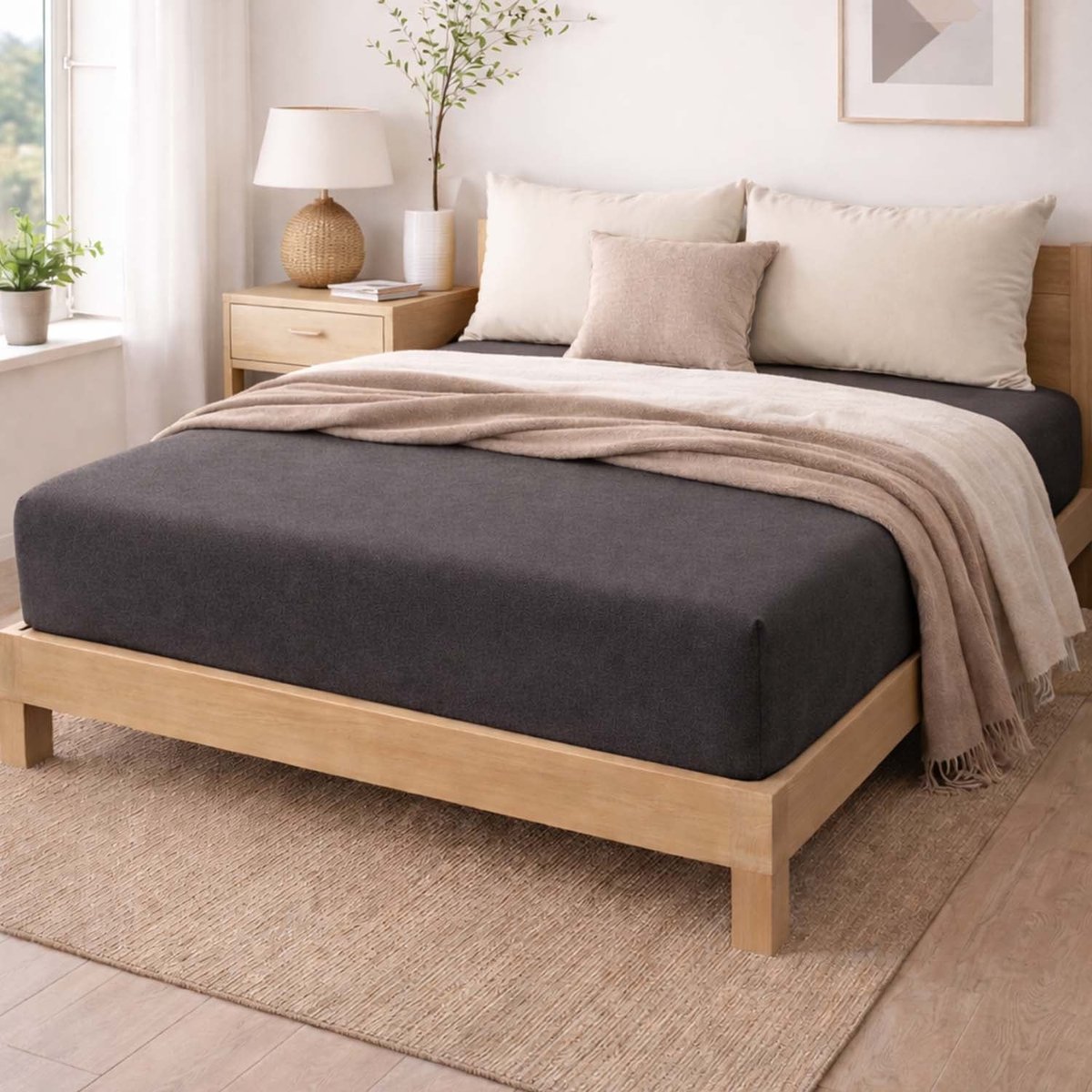 Prześcieradło z gumką 160 x 200 cm Pation Home Nexa, grafitowe