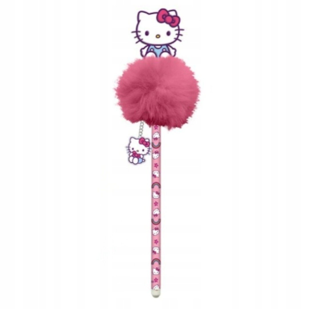 Długopis Hello Kitty z Pomponem Ozdobna Postać Szkolny dla Dziecka