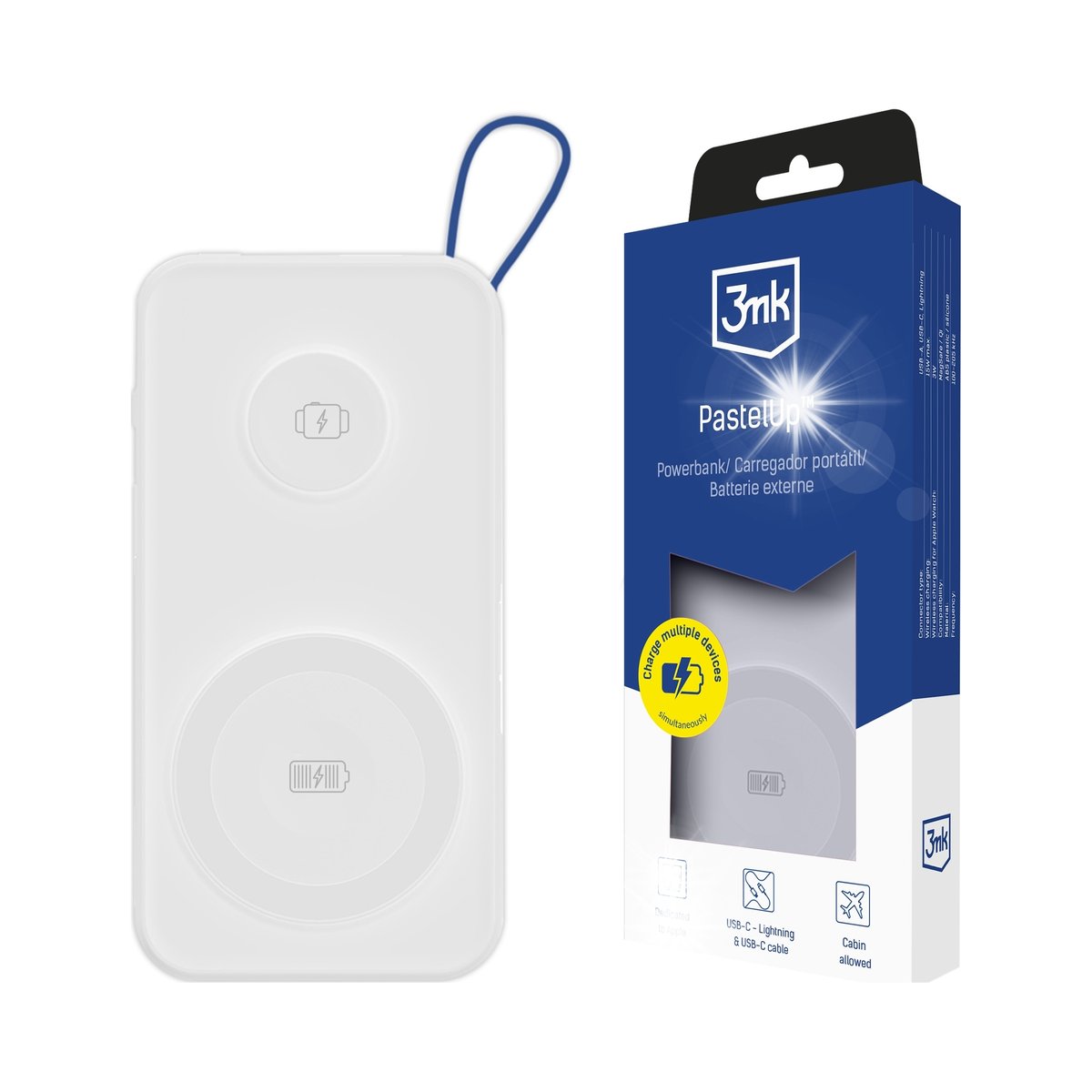 Powerbank 3mk PastelUp 10,000mAh 22.5W USB 1A1C biały