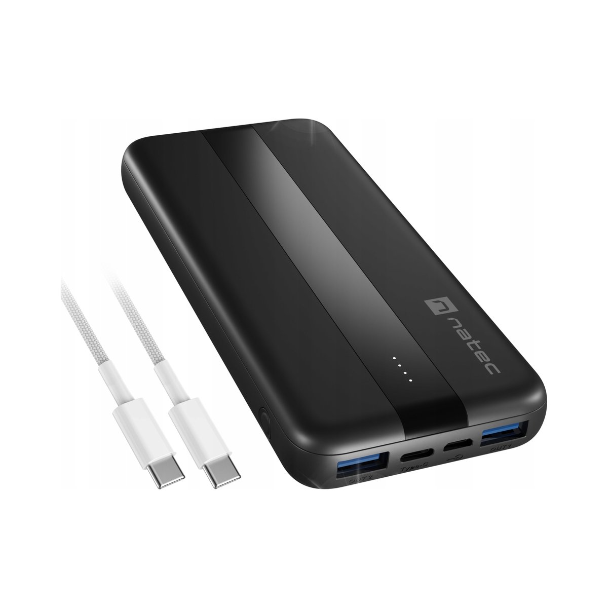 POWERBANK NATEC TREVI SLIM Q V2 10000MAH USB-C 20W + USB-A 18W + kabel