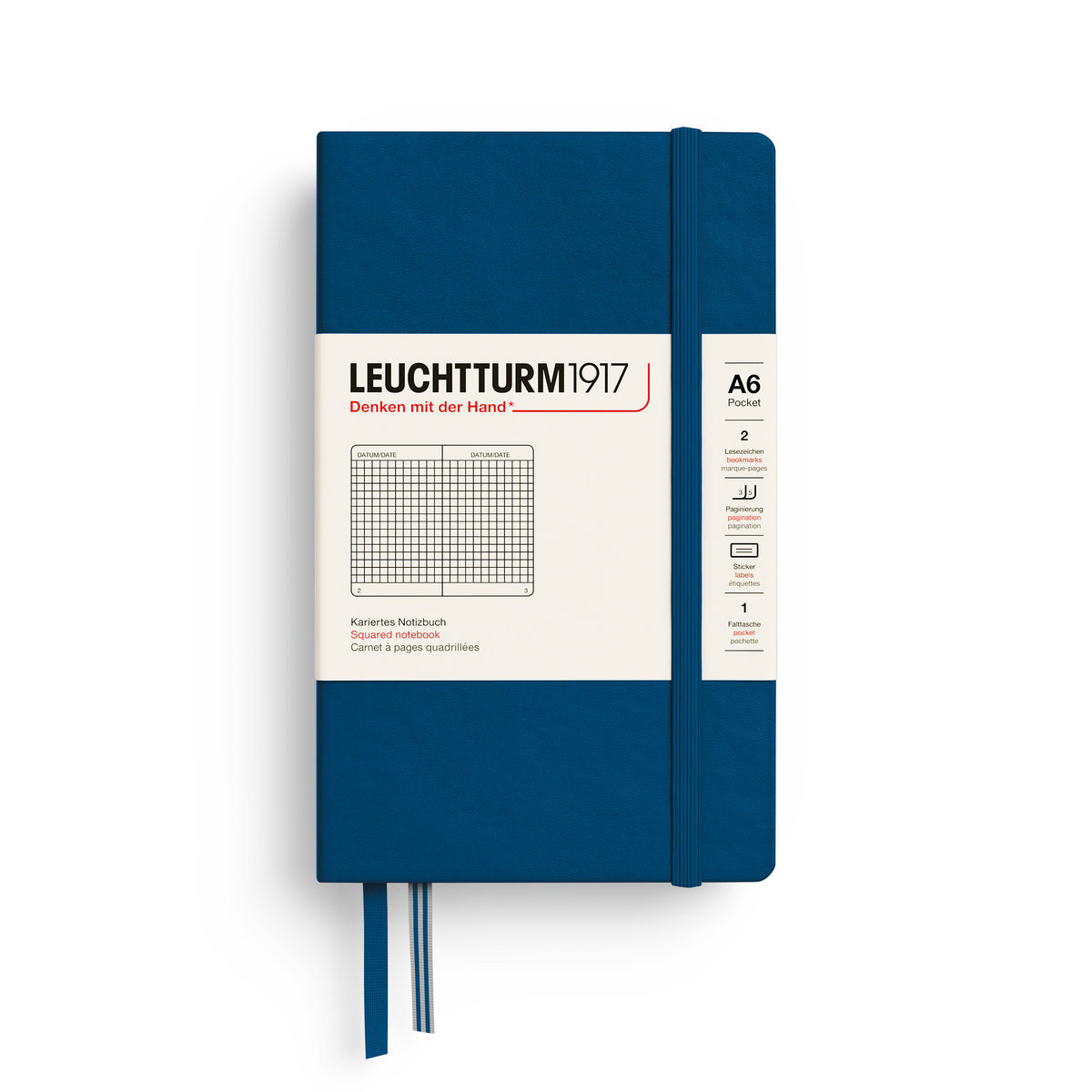 Notatnik Leuchtturm1917 Pocket A6, twarda oprawa, kratka, Indigo