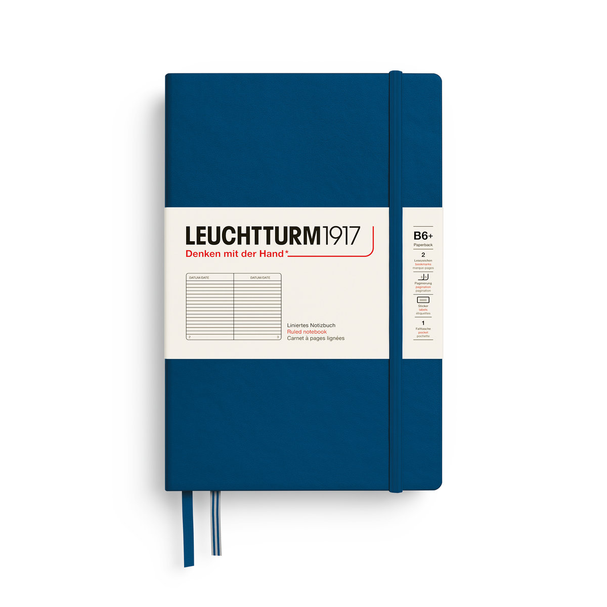 Notatnik Leuchtturm1917 Paperback B6+, twarda oprawa, linie, Indigo