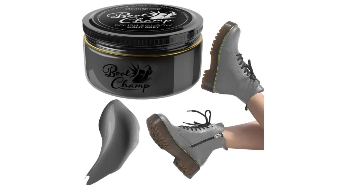 Krem Do Butów Pielęgnacji Polerowania Obuwia Skóry CleanGang Pasta Szary 114 Light Grey