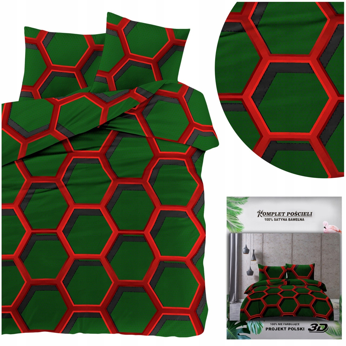 Pościel MARIA Poszewki 70x80 Komplet 200x220 3cz Satynowa Stylowa