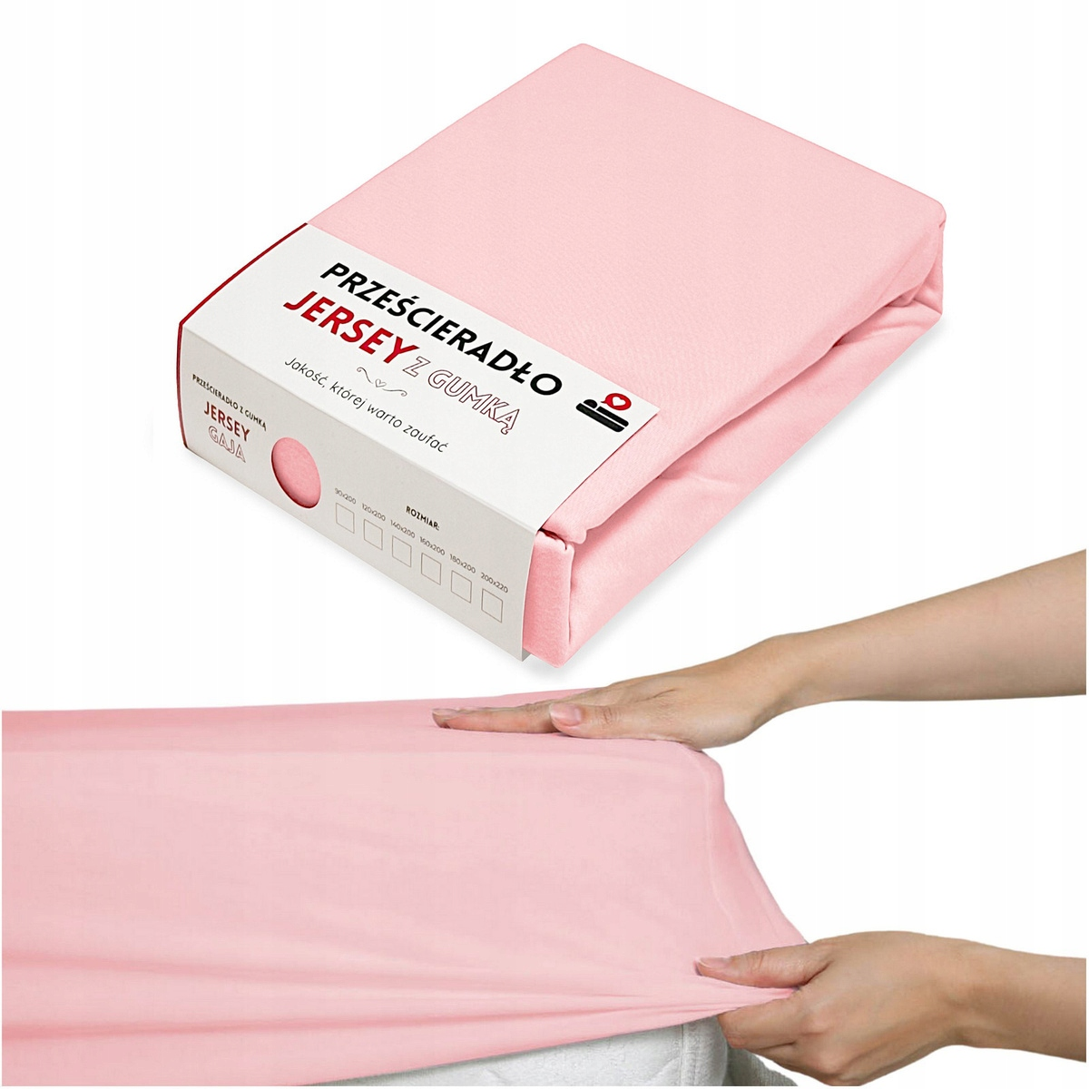Prześcieradło 90x200 na materac bawełniane JERSEY z gumką Gaja JASNY RÓŻ