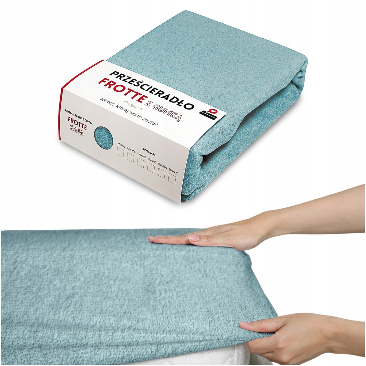 Prześcieradło 120x200 na materac bawełniane FROTTE z gumką Gaja MIĘTA