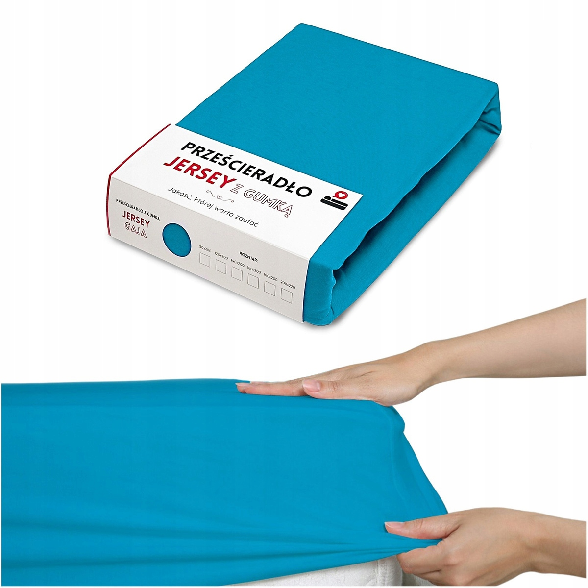 Prześcieradło 120x200 na materac bawełniane JERSEY z gumką Gaja TURKUS