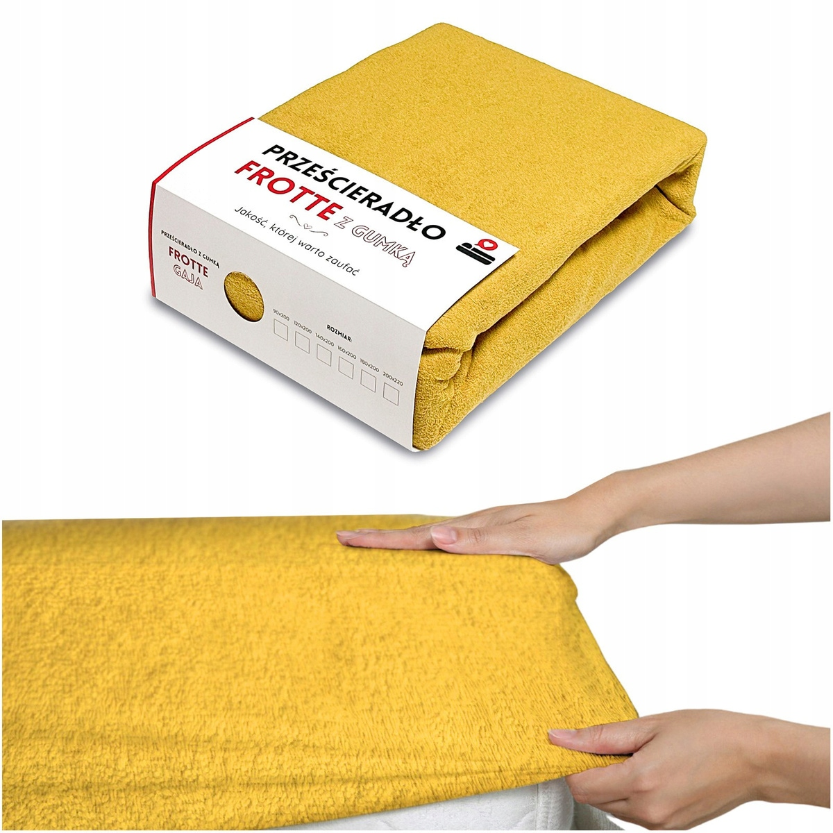PRZEŚCIERADŁO z gumką 120x200 Frotte GRUBE bawełniane PREMIUM Gaja ŻÓŁTE