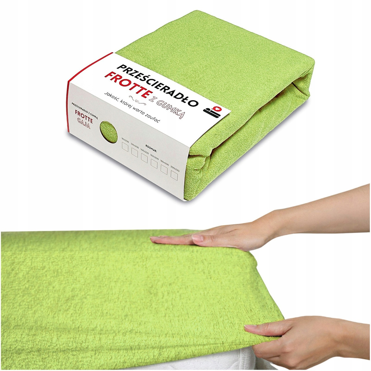 PRZEŚCIERADŁO z gumką 180x200 Frotte GRUBE bawełniane PREMIUM Gaja ZIELONE