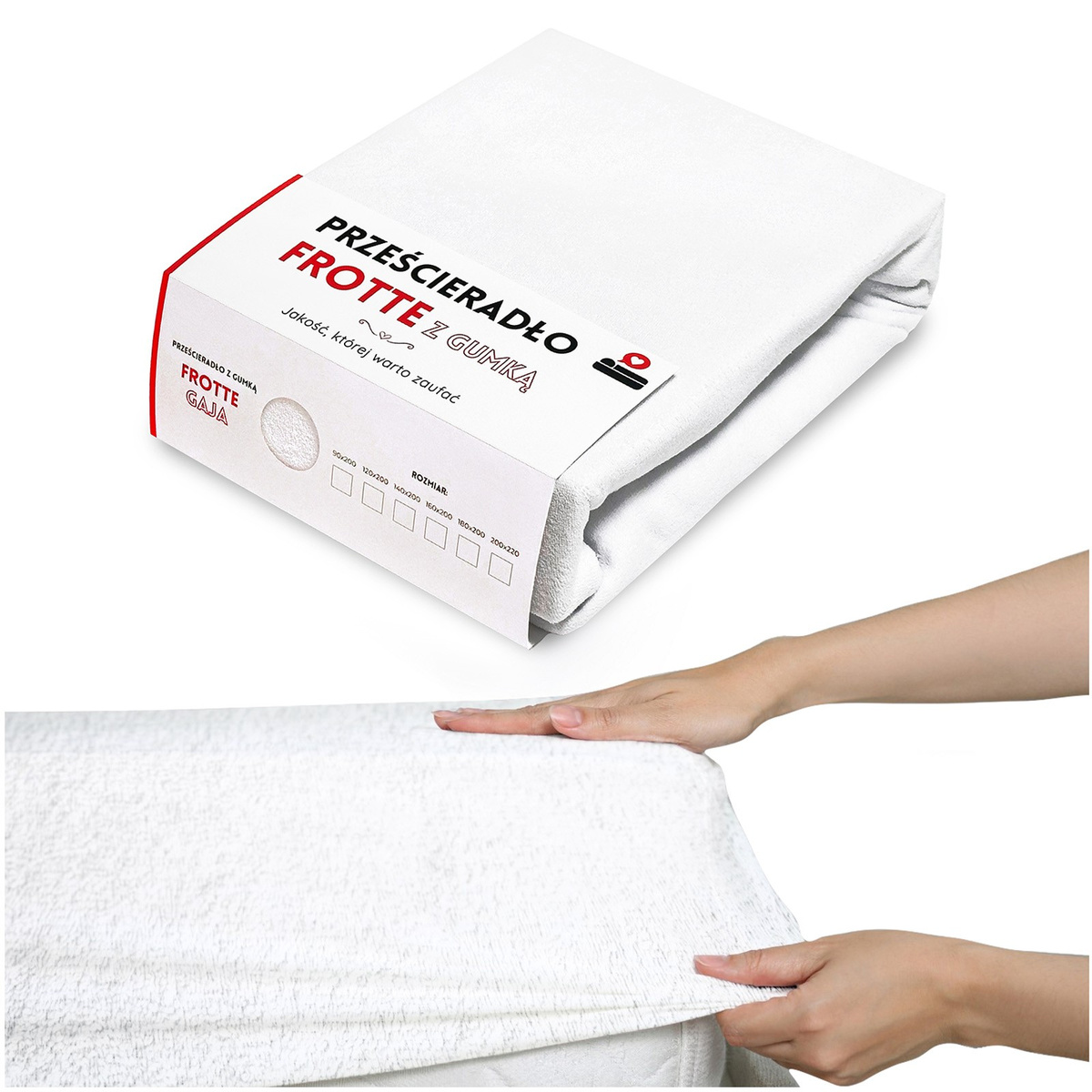 PRZEŚCIERADŁO z gumką 90x200 Frotte GRUBE bawełniane PREMIUM Gaja BIAŁE