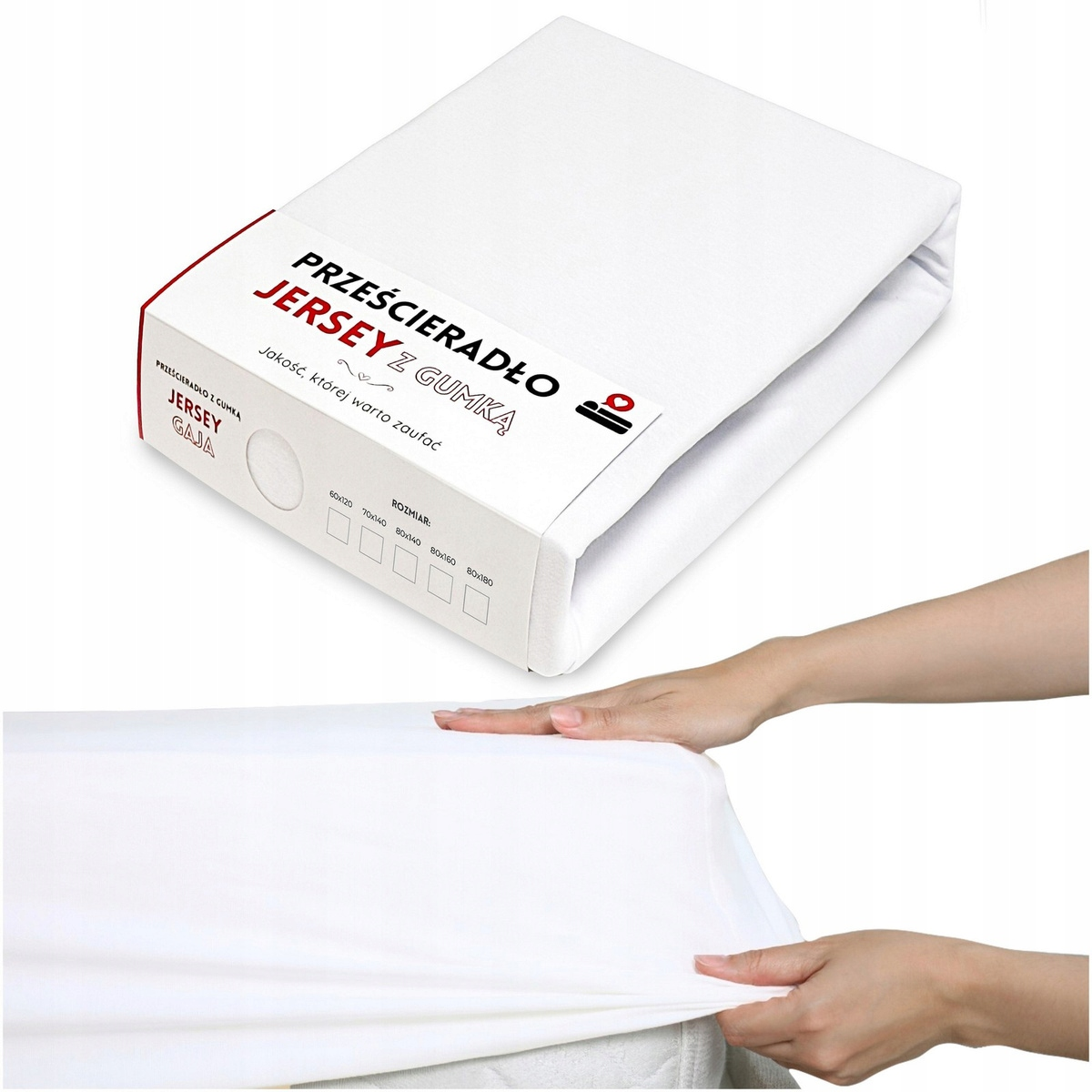 Prześcieradło 80x160 na materac bawełniane JERSEY z gumką Gaja BIAŁE